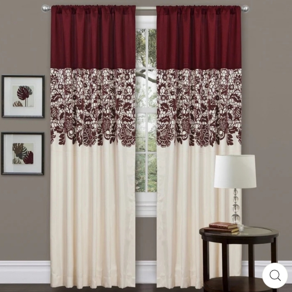 Lush Decor Estate Garden Flocked Window Panel Curtains Set